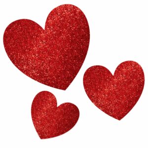 60 piece valentines day glitter heart cardboard standup set