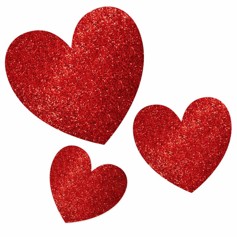 60 piece valentines day glitter heart cardboard standup set